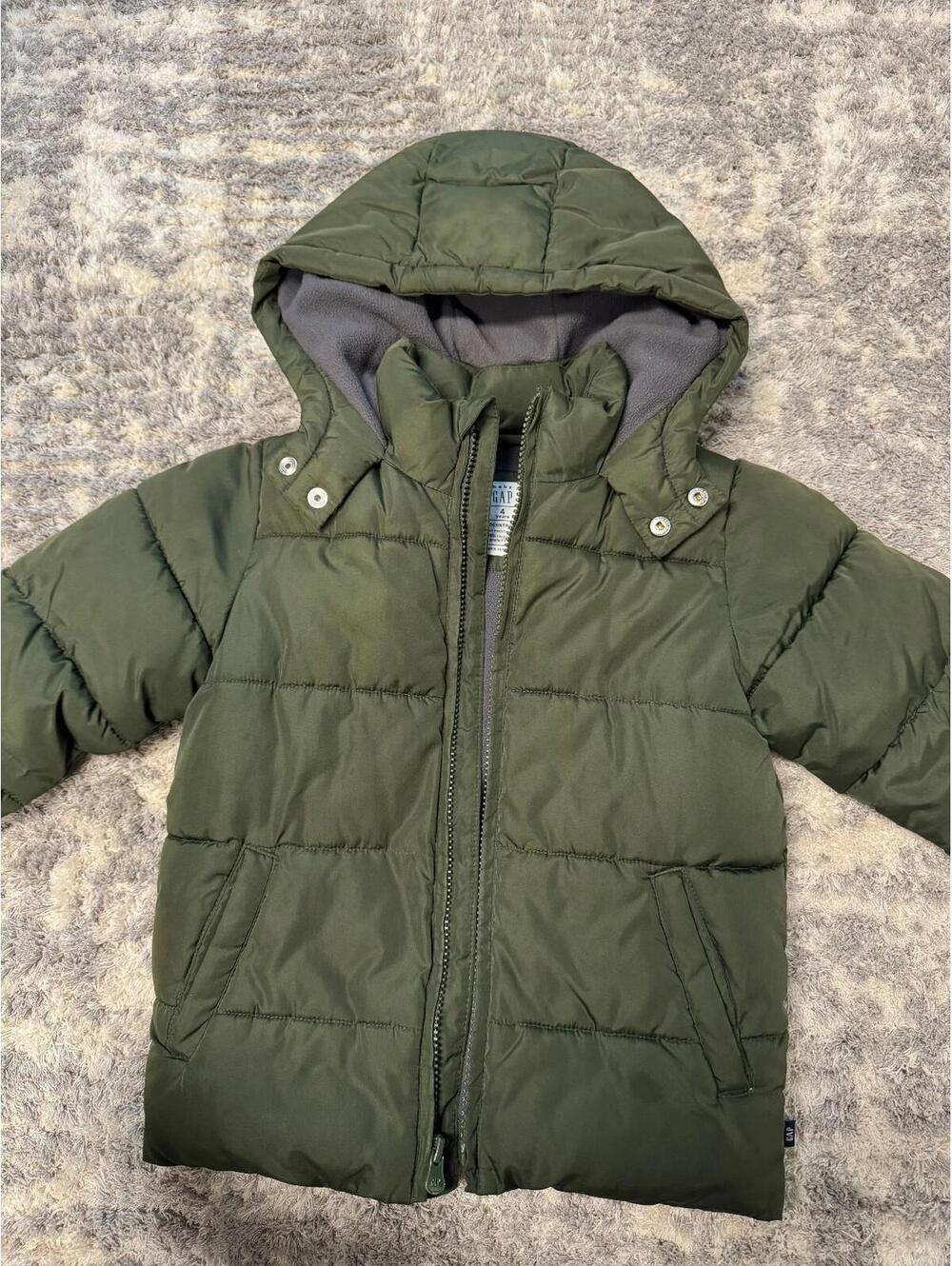 Baby Gap Puffer Jacket Size 4 Years Green Hooded ColdControl Max Winter Coat Kid